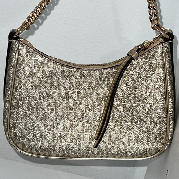 Excellent Condition Michael Kors Jet Set Charm Small Metallic Logo Pochette - Picture 6 of 10